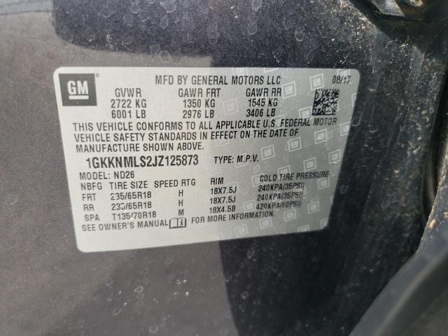 2018 GMC ACADIA SLT - 1GKKNMLS2JZ125873