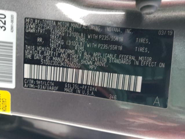 2019 TOYOTA SIENNA XLE - 5TDDZ3DC3KS226000