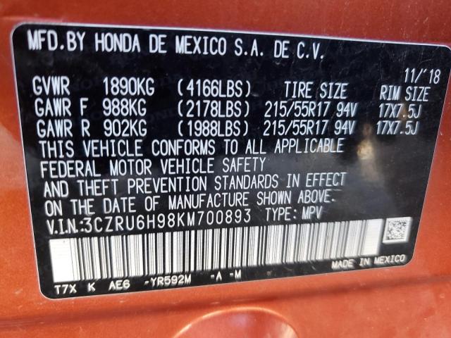 2019 HONDA HR-V TOURI 3CZRU6H98KM700893