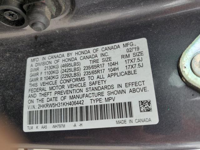 2019 HONDA CR-V LX - 2HKRW5H31KH406442