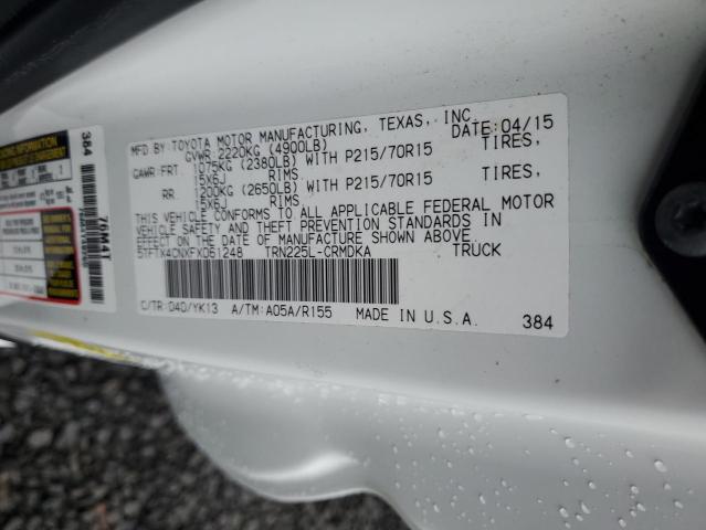 2015 TOYOTA TACOMA ACC - 5TFTX4CNXFX061248