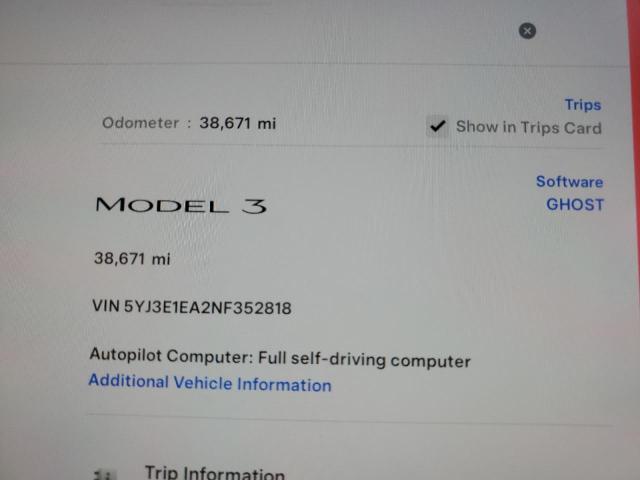 2022 TESLA MODEL 3 - 5YJ3E1EA2NF352818