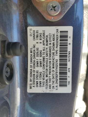 2015 HONDA CIVIC EXL - 2HGFB2F91FH525743