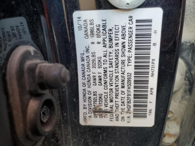 2015 HONDA CIVIC EXL - 2HGFB2F91FH509932