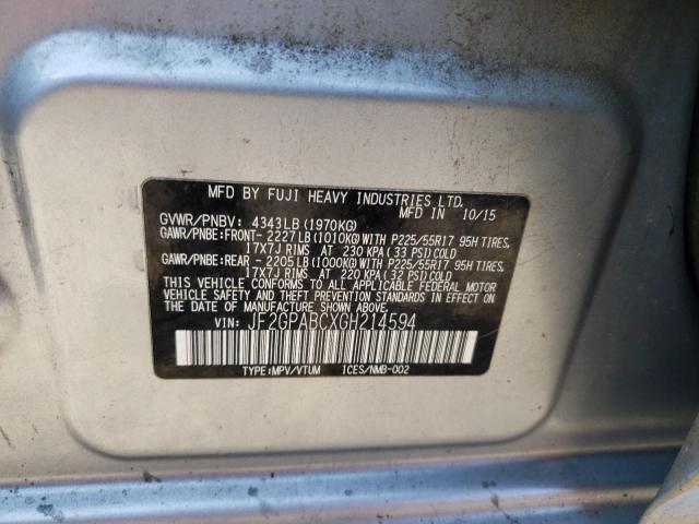2016 SUBARU CROSSTREK - JF2GPABCXGH214594