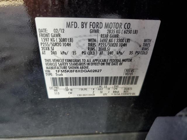 VIN 1FM5K8F8XDGA02827 2013 FORD EXPLORER no.13