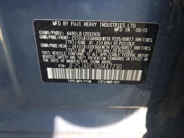 2016 SUBARU FORESTER 2 - JF2SJABC3GH447230