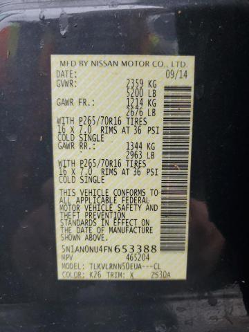 2015 NISSAN XTERRA X 5N1AN0NU4FN653388