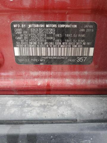 2019 MITSUBISHI OUTLANDER - JA4AP4AUXKU024613