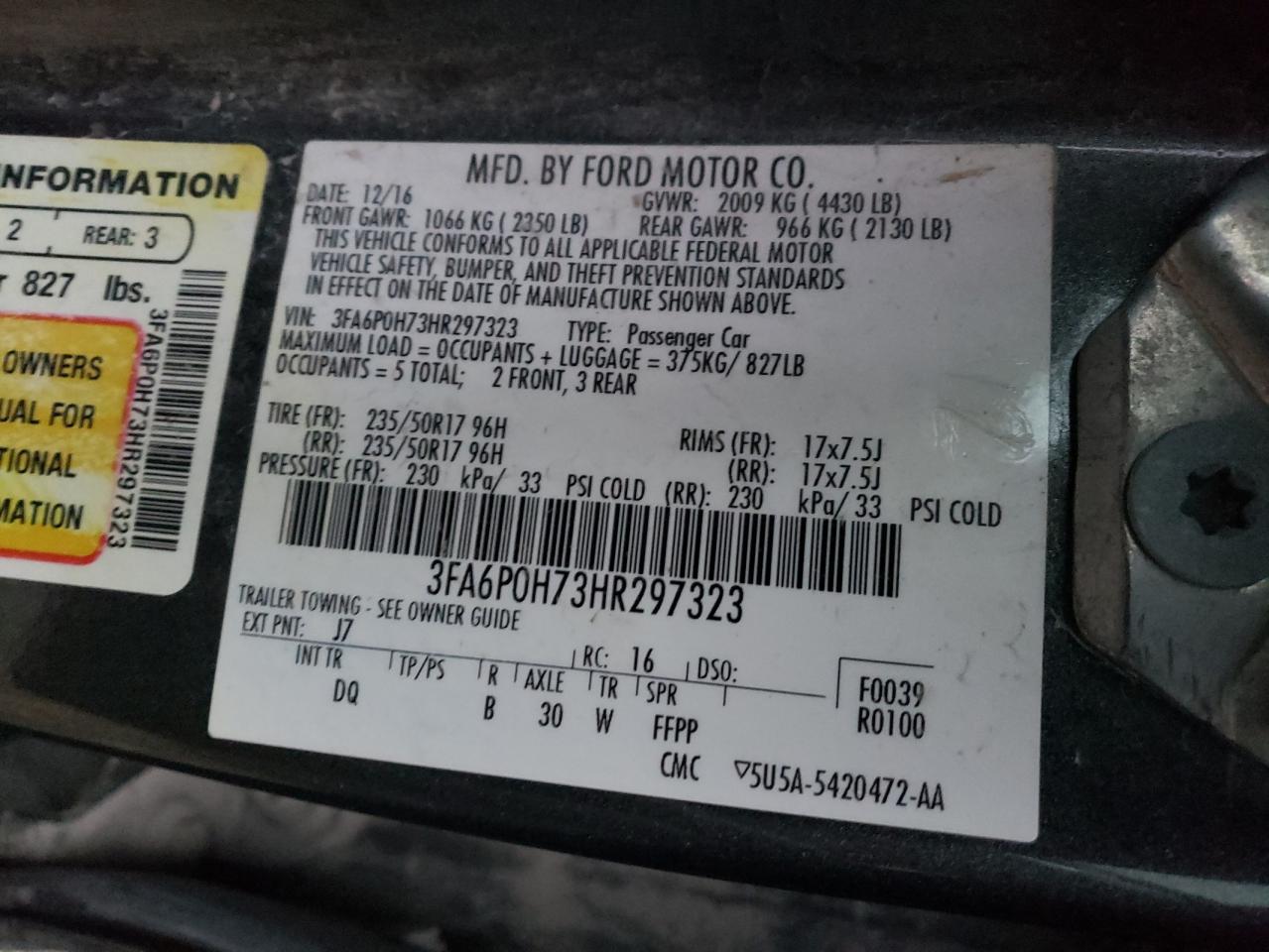 Lot #3027066824 2017 FORD FUSION SE