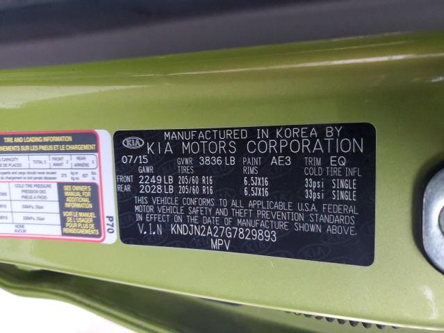 2016 KIA SOUL KNDJN2A27G7829893