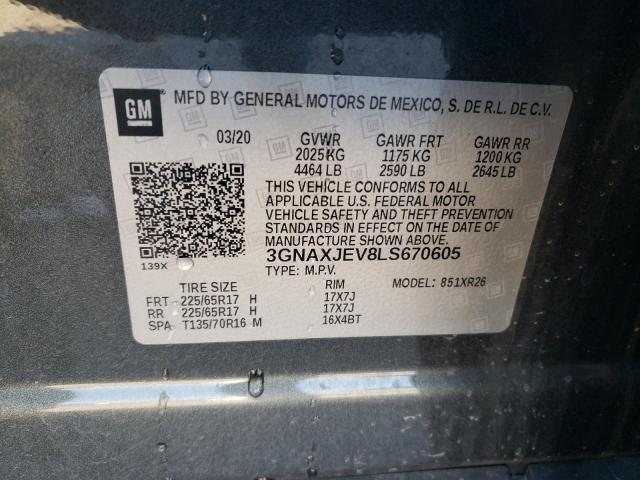 2020 CHEVROLET EQUINOX LT - 3GNAXJEV8LS670605