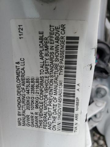 VIN 1HGCV1F45NA001341 2022 HONDA ACCORD no.12