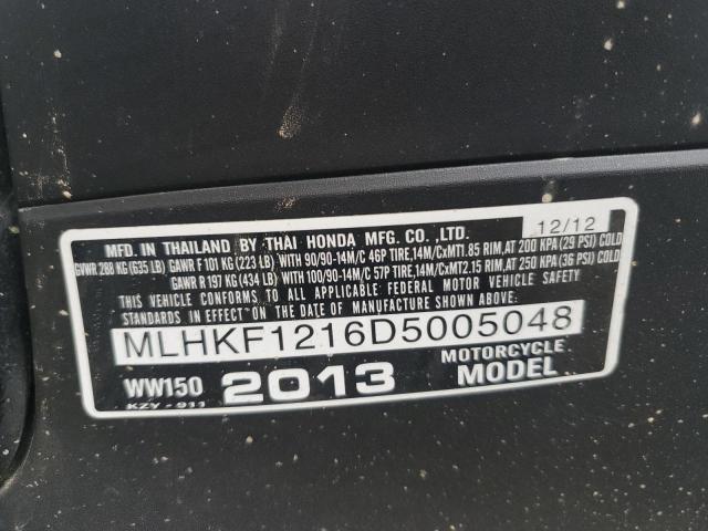 2013 HONDA PCX 150 MLHKF1216D5005048