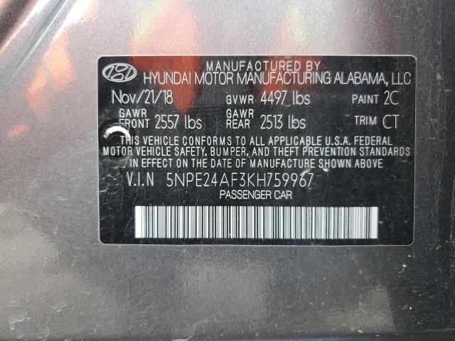 2019 HYUNDAI SONATA SE - 5NPE24AF3KH759967