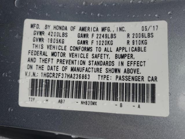 2017 HONDA ACCORD - 1HGCR2F37HA236863
