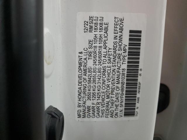 2022 HONDA PILOT TRAI - 5FNYF6H86NB103818