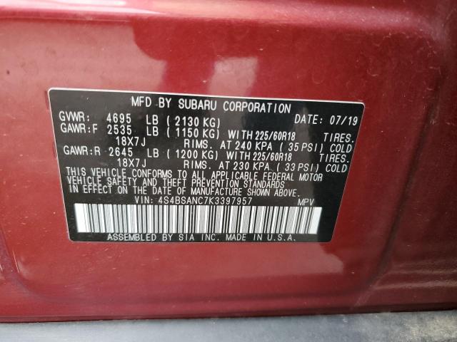 VIN 4S4BSANC7K3397957 2019 Subaru Outback, 2.5I Lim... no.13