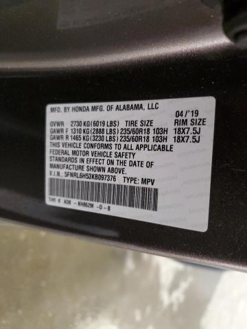 2019 HONDA ODYSSEY EX - 5FNRL6H53KB097376