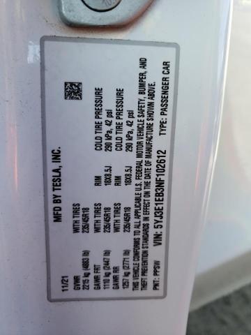 2022 TESLA MODEL 3 - 5YJ3E1EB3NF102612