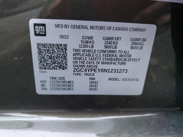 VIN 2GC4YPEY8N1231273 2022 CHEVROLET ALL MODELS no.12