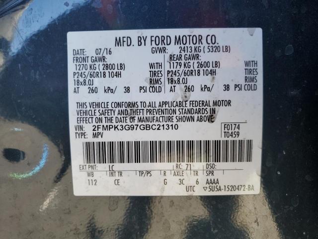 VIN 2FMPK3G97GBC21310 2016 Ford Edge, SE no.13