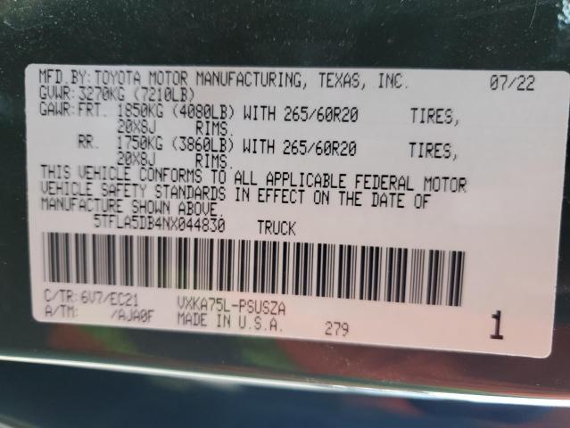 2022 TOYOTA TUNDRA CRE - 5TFLA5DB4NX044830