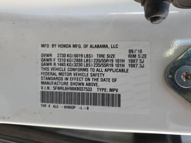 2019 HONDA ODYSSEY EL - 5FNRL6H98KB037533