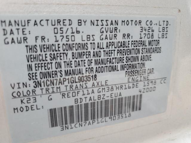 2016 NISSAN VERSA S - 3N1CN7AP1GL903518