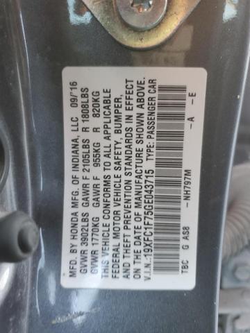 2016 HONDA CIVIC EXL - 19XFC1F75GE043715