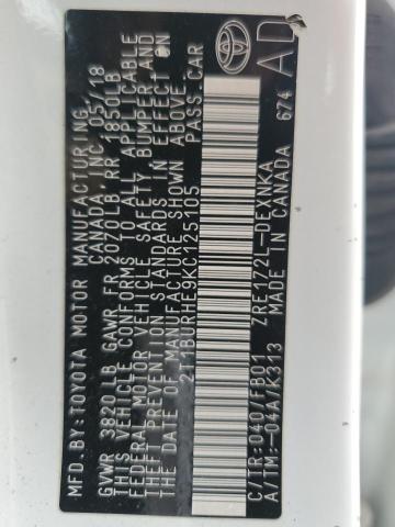 2019 TOYOTA COROLLA L - 2T1BURHE9KC125105