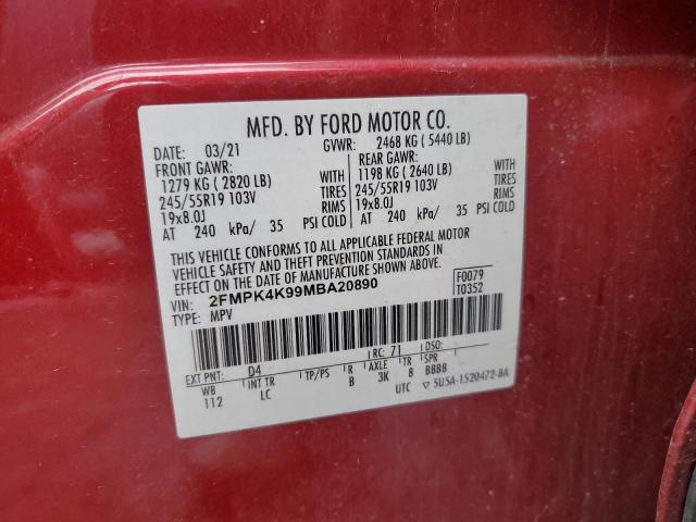 VIN 2FMPK4K99MBA20890 2021 FORD EDGE no.13