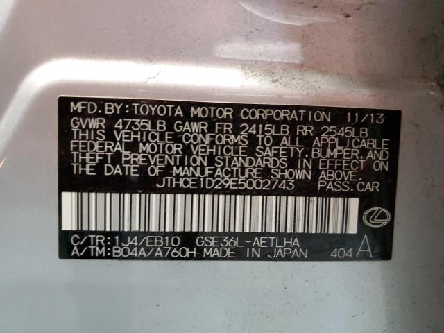 VIN JTHCE1D29E5002743 2014 LEXUS IS no.12