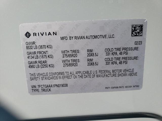 VIN 7FCTGAAA1PN019038 2023 Rivian R1T, Adventure no.12