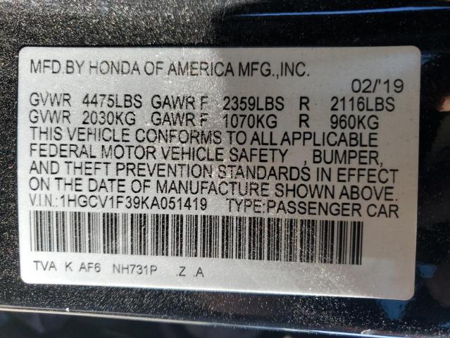 2019 HONDA ACCORD SPO - 1HGCV1F39KA051419