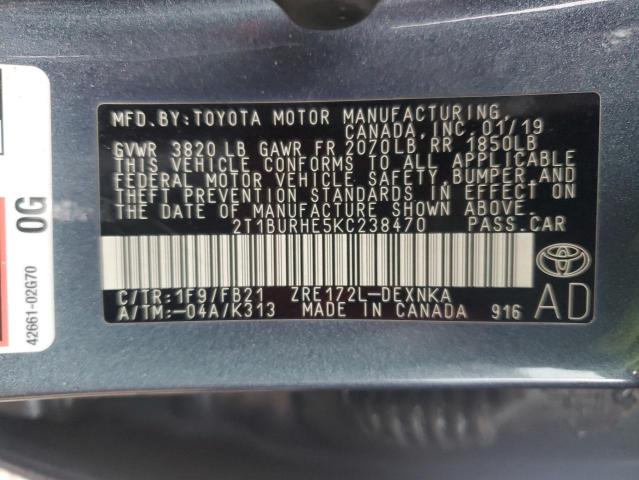 2019 TOYOTA COROLLA L - 2T1BURHE5KC238470