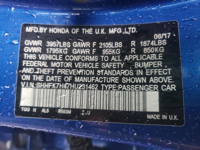 2017 HONDA CIVIC SPOR - SHHFK7H47HU231462
