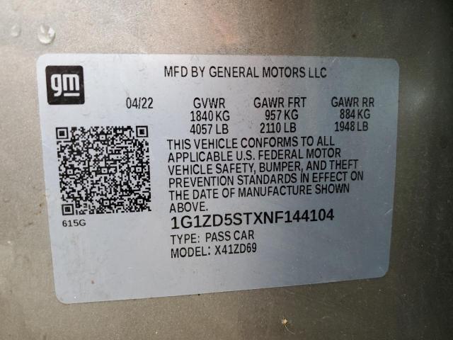 2022 CHEVROLET MALIBU LT - 1G1ZD5STXNF144104