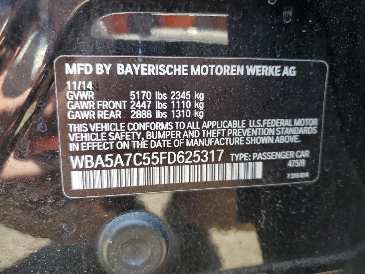 Lot #2989077962 2015 BMW 528 XI