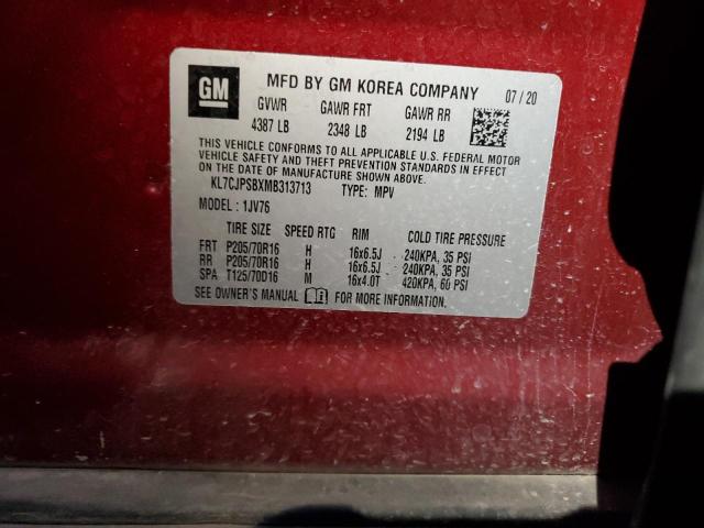 2021 CHEVROLET TRAX 1LT - KL7CJPSBXMB313713