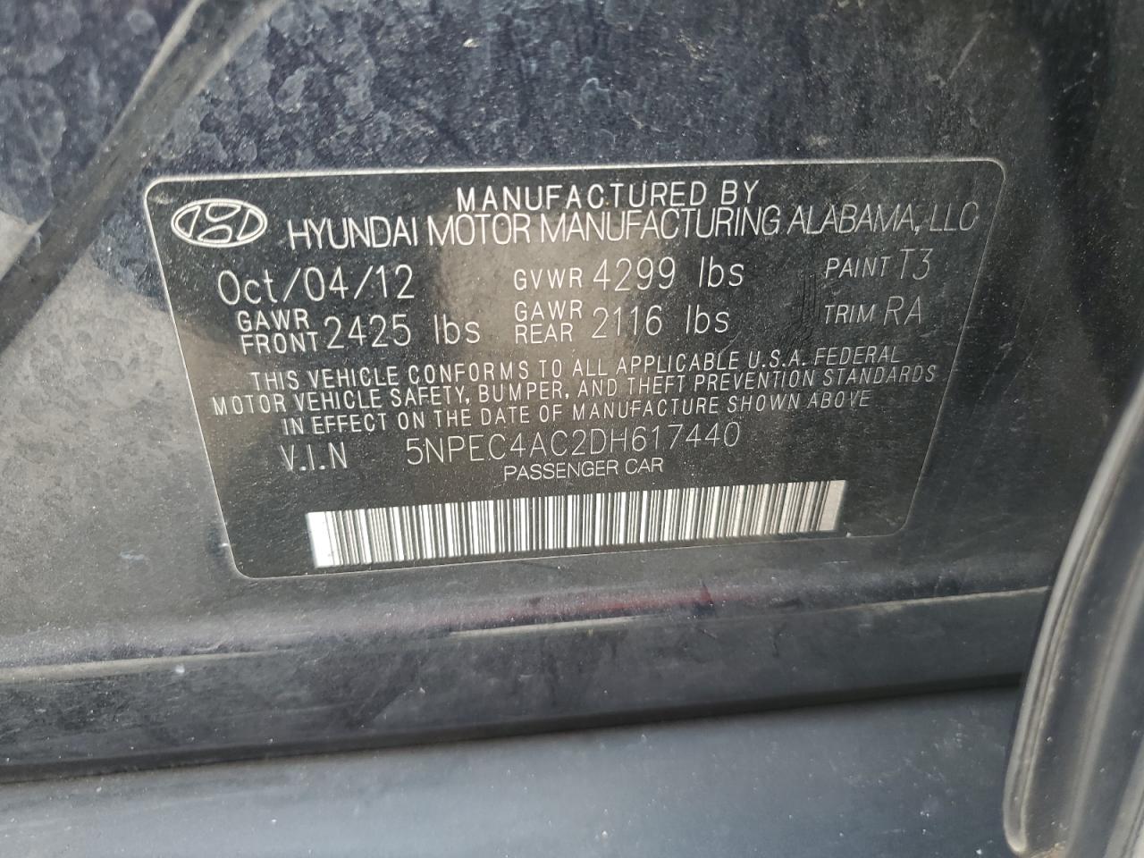 Lot #2959793901 2013 HYUNDAI SONATA SE