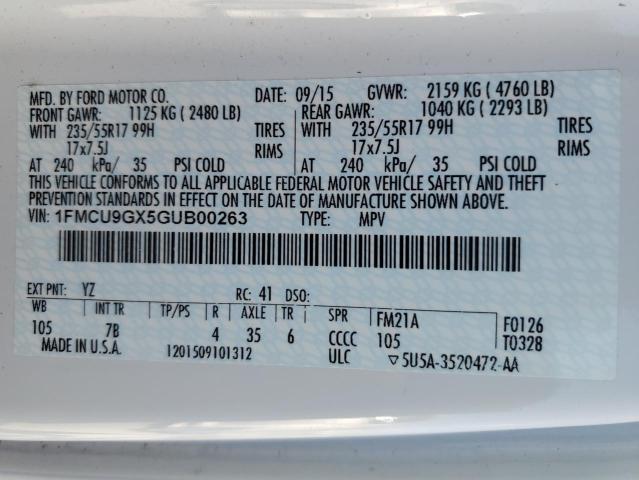 2016 FORD ESCAPE SE - 1FMCU9GX5GUB00263