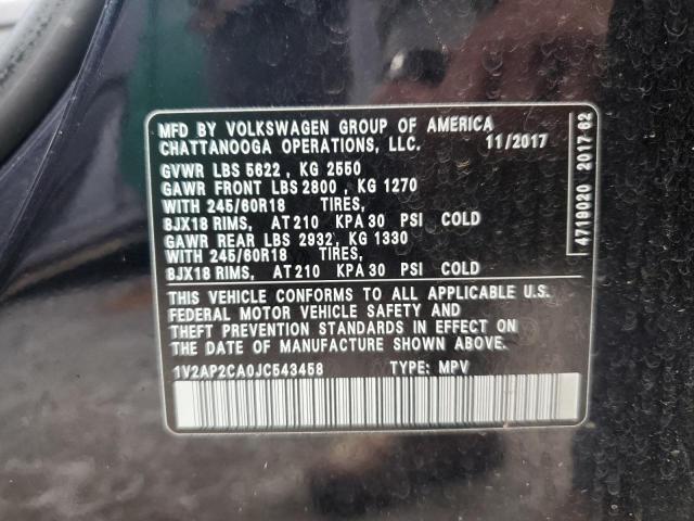 2018 VOLKSWAGEN ATLAS S - 1V2AP2CA0JC543458