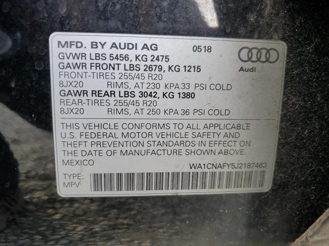 2018 AUDI Q5 PRESTIG WA1CNAFY5J2187463