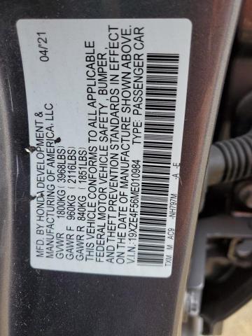 2021 HONDA INSIGHT EX 19XZE4F56ME010984
