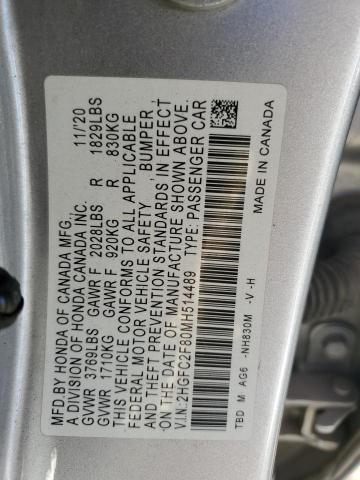 VIN 2HGFC2F80MH514489 2021 Honda Civic, Sport no.13