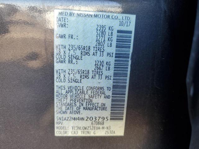 2017 NISSAN MURANO S - 5N1AZ2MH4HN203795