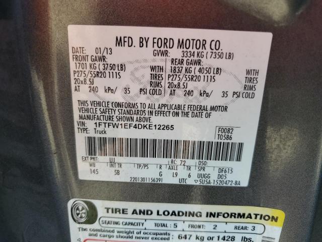 VIN 1FTFW1EF4DKE12265 2013 FORD F-150 no.12