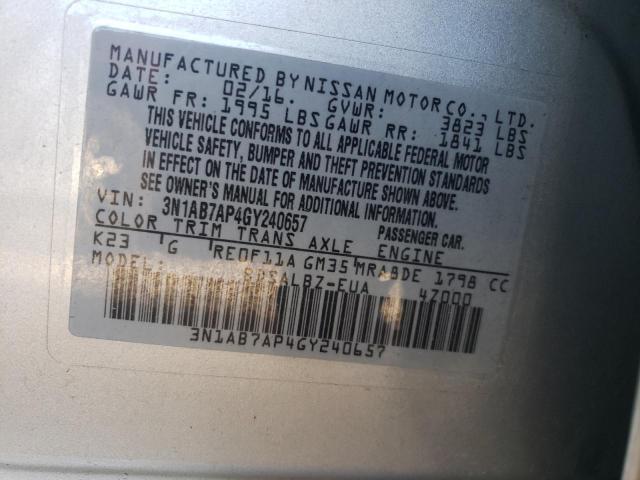 2016 NISSAN SENTRA S - 3N1AB7AP4GY240657