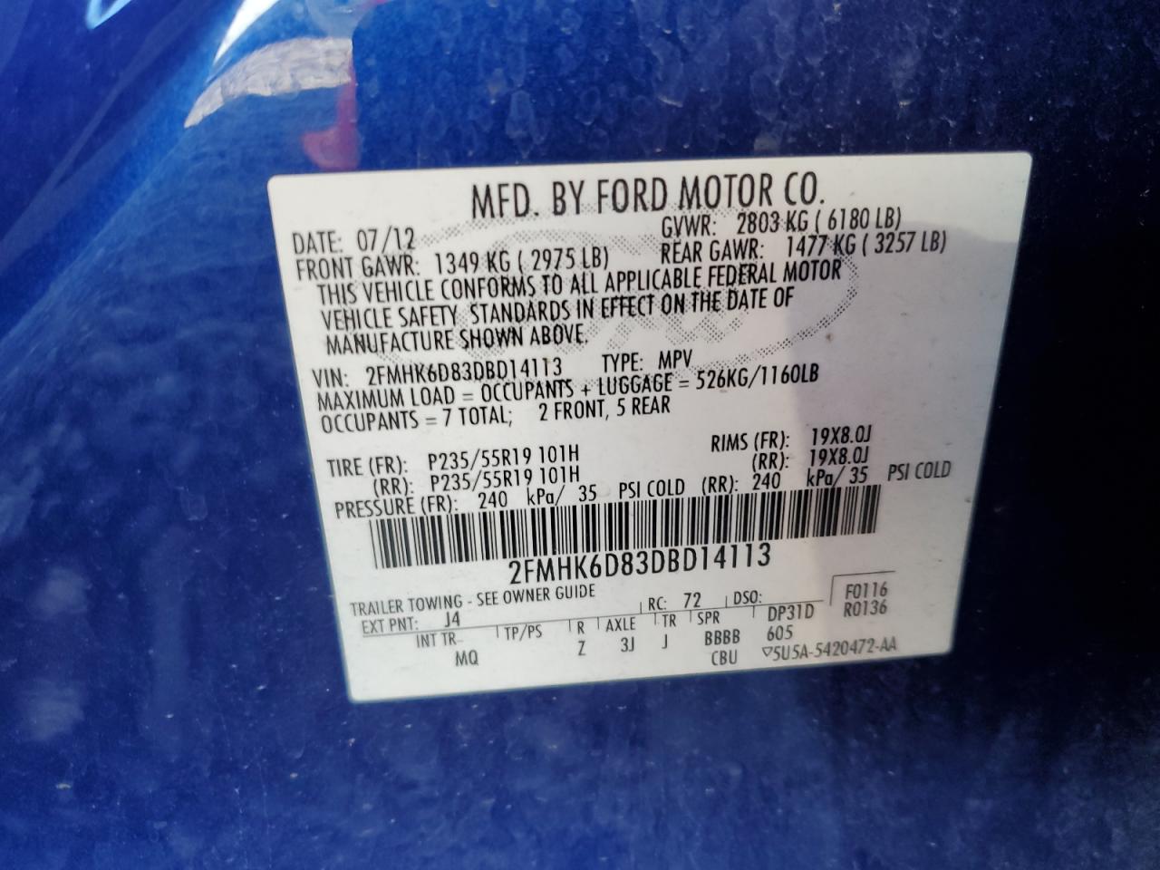 Lot #2970241395 2013 FORD FLEX LIMIT